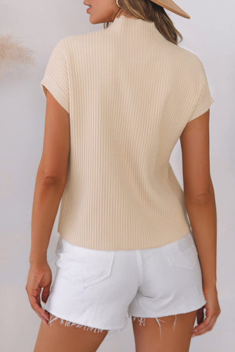 HIDDEN GEMS | Ribbed Knit Short Sleeve Sweater