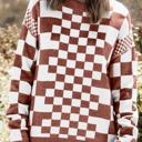  HIDDEN GEMS | Checker Round Neck Drop Shoulder Sweater