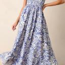 Sky Blue Small Tropical Getaway Floral Maxi Dress