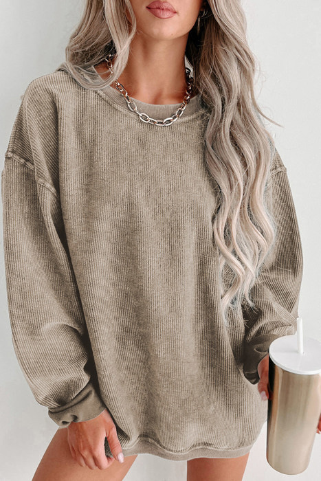  HIDDEN GEMS | Washed Ribbed Pullover Sweatshirt