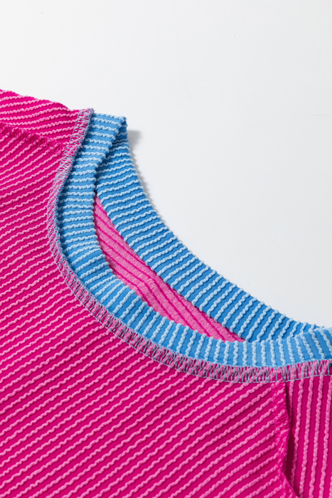 HIDDEN GEMS | Contrast Trim Corded Knit T-Shirt
