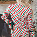 HIDDEN GEMS | Christmas Stripe Velvet Bow Pajama Set