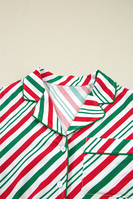 HIDDEN GEMS | Christmas Stripe Velvet Bow Pajama Set