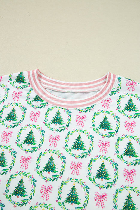 HIDDEN GEMS | Christmas Tree Stripe Contrast Pajama Set