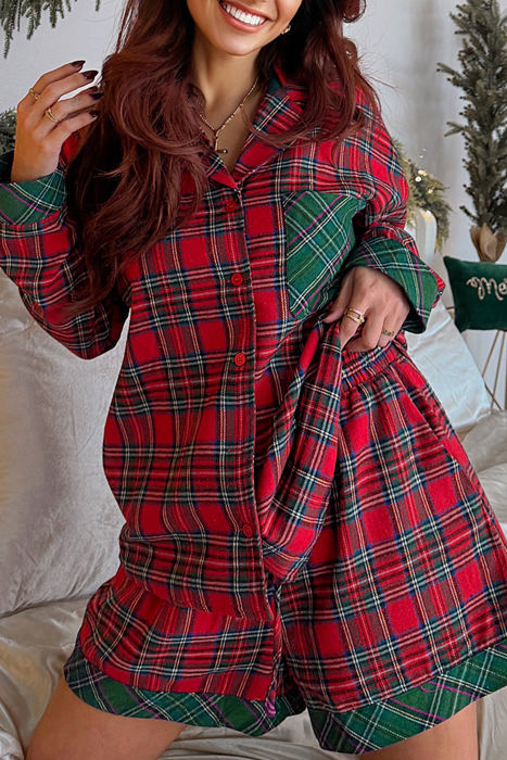 HIDDEN GEMS | Christmas Plaid Patchwork Pajama Set