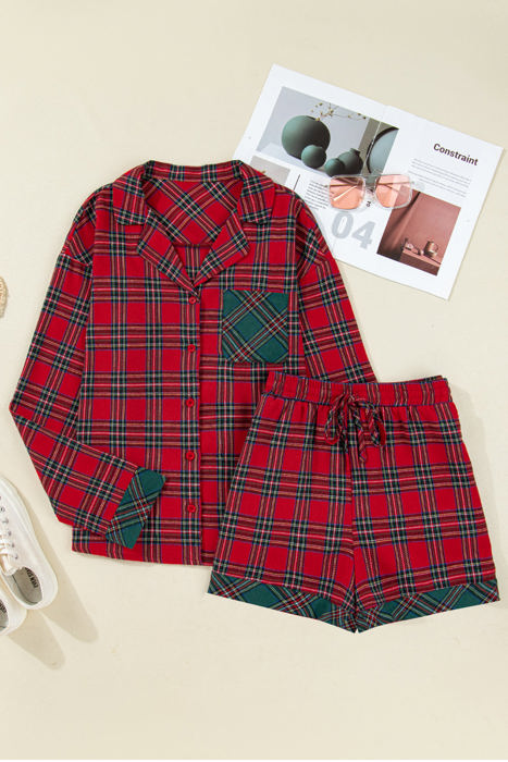HIDDEN GEMS | Christmas Plaid Patchwork Pajama Set