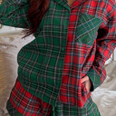  HIDDEN GEMS | Christmas Plaid Patchwork Pajama Set