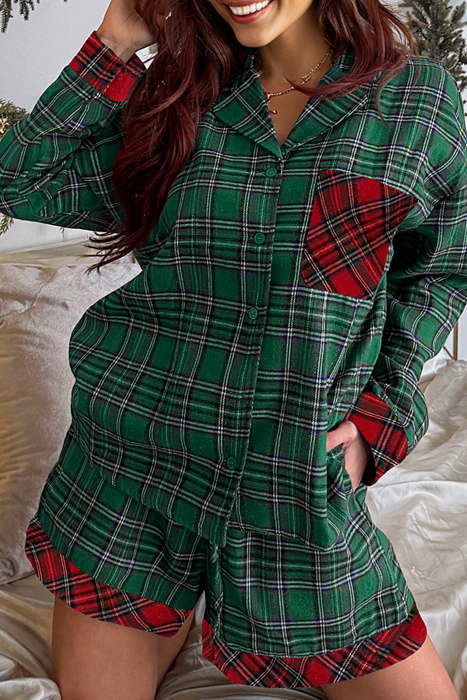 HIDDEN GEMS | Christmas Plaid Patchwork Pajama Set
