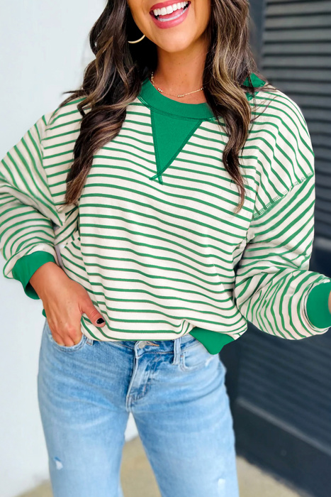 HIDDEN GEMS | Stripe Patchwork Long Sleeve Top