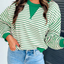 HIDDEN GEMS | Stripe Patchwork Long Sleeve Top