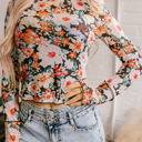  HIDDEN GEMS | Floral Mesh Long Sleeve Top