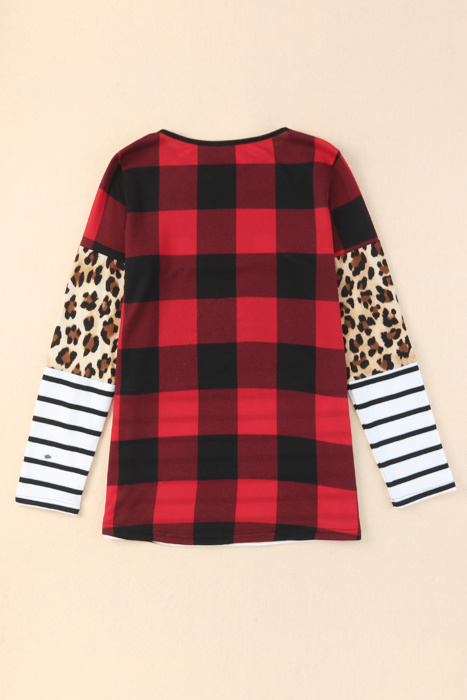 HIDDEN GEMS | Colorblock Plaid Long Sleeve Top