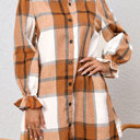 HIDDEN GEMS | Plaid Ruffle Sleeve Shirt Dress