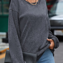   HIDDEN GEMS | Washed Ribbed Pullover Sweatshirt