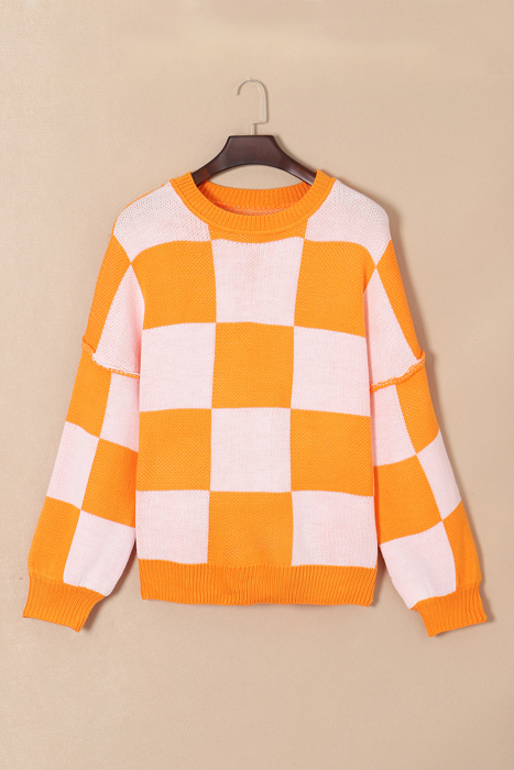 HIDDEN GEMS | Checker Bishop Sleeve Sweater