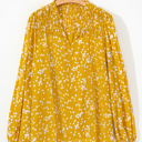  HIDDEN GEMS | Plus Size Floral Ruched V-Neck Blouse
