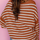 Brown Stripe Large HIDDEN GEMS Sporty Stripe Sweater