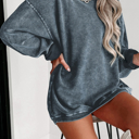   HIDDEN GEMS | Washed Ribbed Pullover Sweatshirt