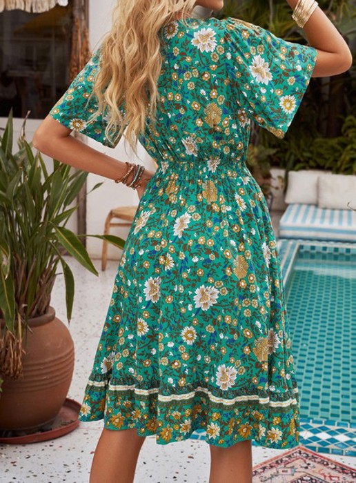 SALE! Boho V-Neck Fluttery Sleeve Dress