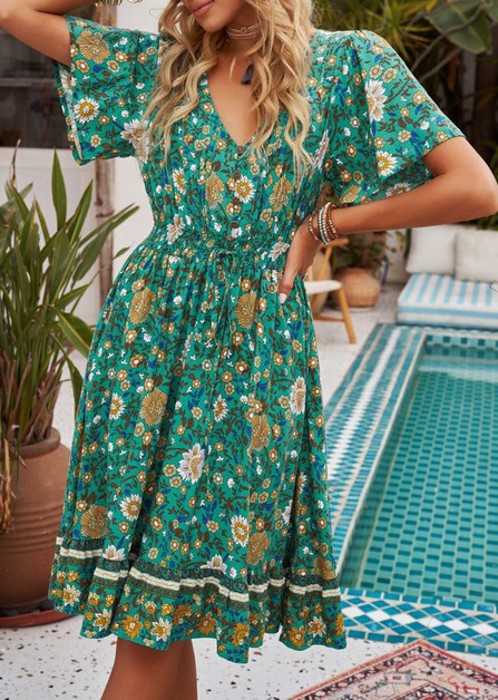 SALE! Boho V-Neck Fluttery Sleeve Dress