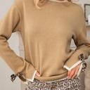 Tan Small HIDDEN GEMS | Leopard Bow Split Cuff Sweater