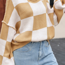  HIDDEN GEMS | Checker Bishop Sleeve Sweater