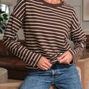  HIDDEN GEMS | Stripe Long Sleeve Cropped Crewneck T-Shirt