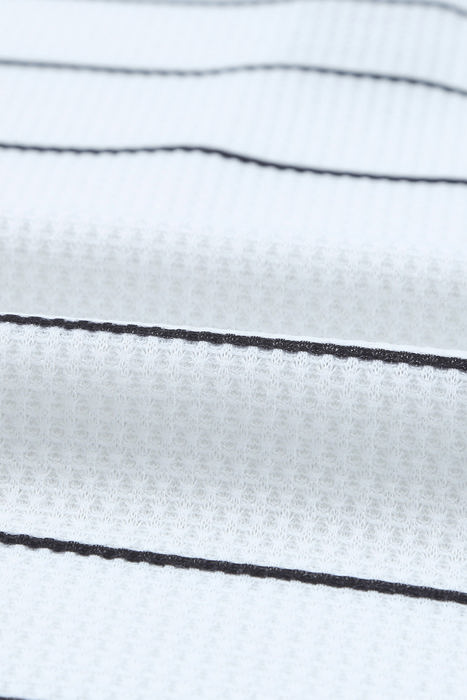 HIDDEN GEMS | Stripe Waffle Knit Buttoned Henley Top