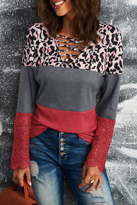 SALE! Leopard Colorblock Long Sleeve Top