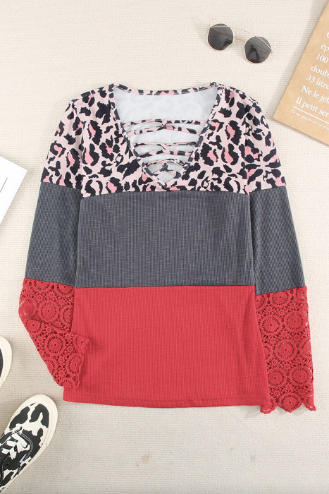 SALE! Leopard Colorblock Long Sleeve Top