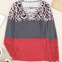  SALE! Leopard Colorblock Long Sleeve Top