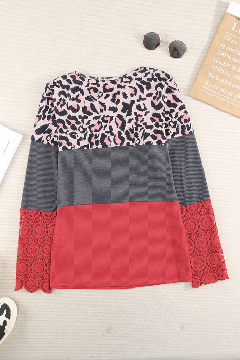 SALE! Leopard Colorblock Long Sleeve Top