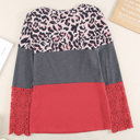  SALE! Leopard Colorblock Long Sleeve Top