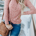  SALE! Floral V Neck Long Sleeve Top