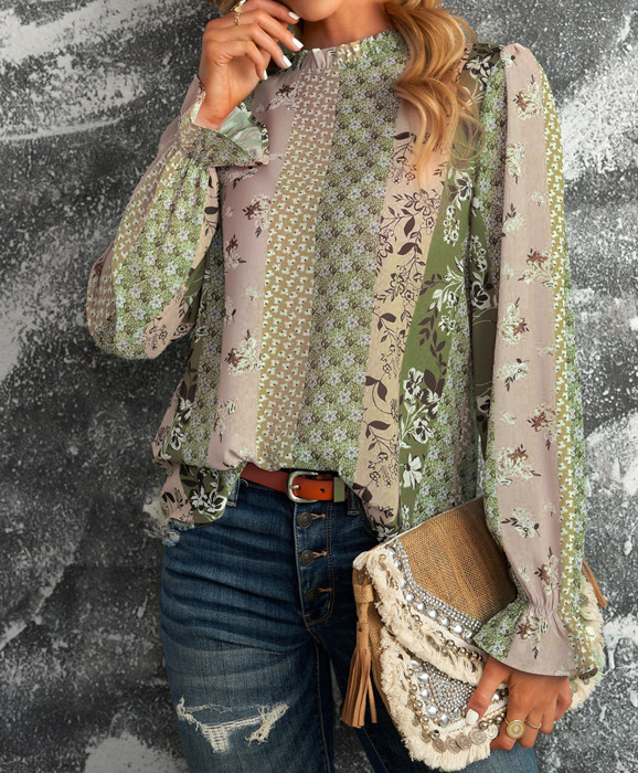 SALE! Floral Ruffle Long Sleeve Blouse