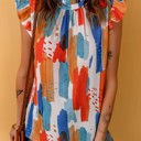  SALE! Watercolor Ruffled Mock Neck Top