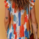  SALE! Watercolor Ruffled Mock Neck Top