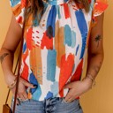  SALE! Watercolor Ruffled Mock Neck Top