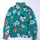  Sale! Floral Satin Smocked Blouse