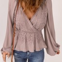  SALE! Lace Surplice Balloon Sleeve Blouse