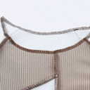  Clearance! Colorblock Ribbed Knit Long Sleeve Top