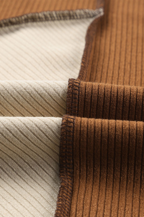 Clearance! Colorblock Ribbed Knit Long Sleeve Top