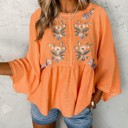  SALE! Vibrance Embroidery Buttoned-Back Top