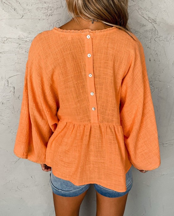 SALE! Vibrance Embroidery Buttoned-Back Top