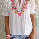  SALE! Floral Embroidered Puff Sleeve Top