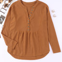  SALE! Waffle Buttoned Long Sleeve Top