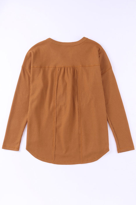 SALE! Waffle Buttoned Long Sleeve Top