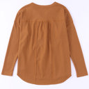  SALE! Waffle Buttoned Long Sleeve Top