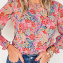  HIDDEN GEMS Floral Smocked Long Sleeve Top