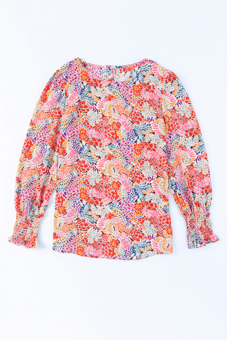 HIDDEN GEMS Floral Smocked Long Sleeve Top